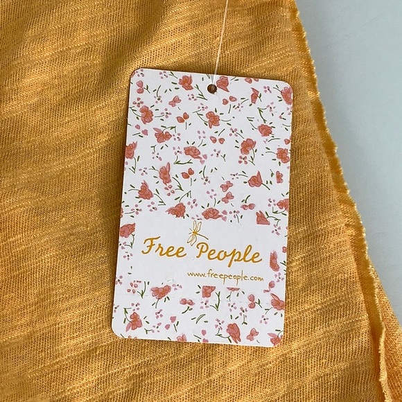 Free People Poppy Gold front knot square neck Tank top size Medium NWT - Picture 5 of 14